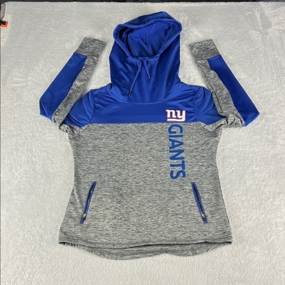 NFL Team Apparel Hoodie Women's M Blue Grey New York Giants Pullover